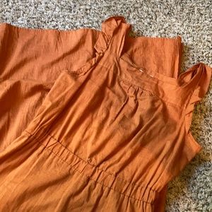 Orange ruffle midi dress